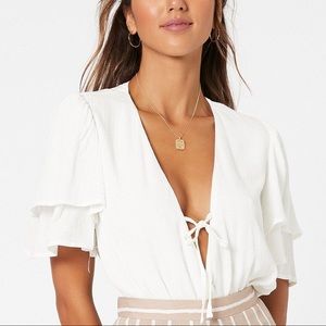 Minkpink Tie front Body Suit